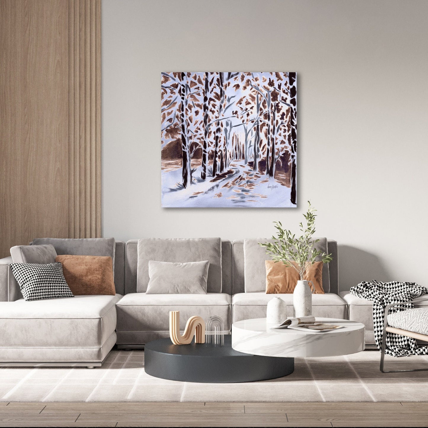Snowy Landscape, Above Bed Decor, Canvas print, Oil Painting, Rustic Home Decor, Large Wall Art