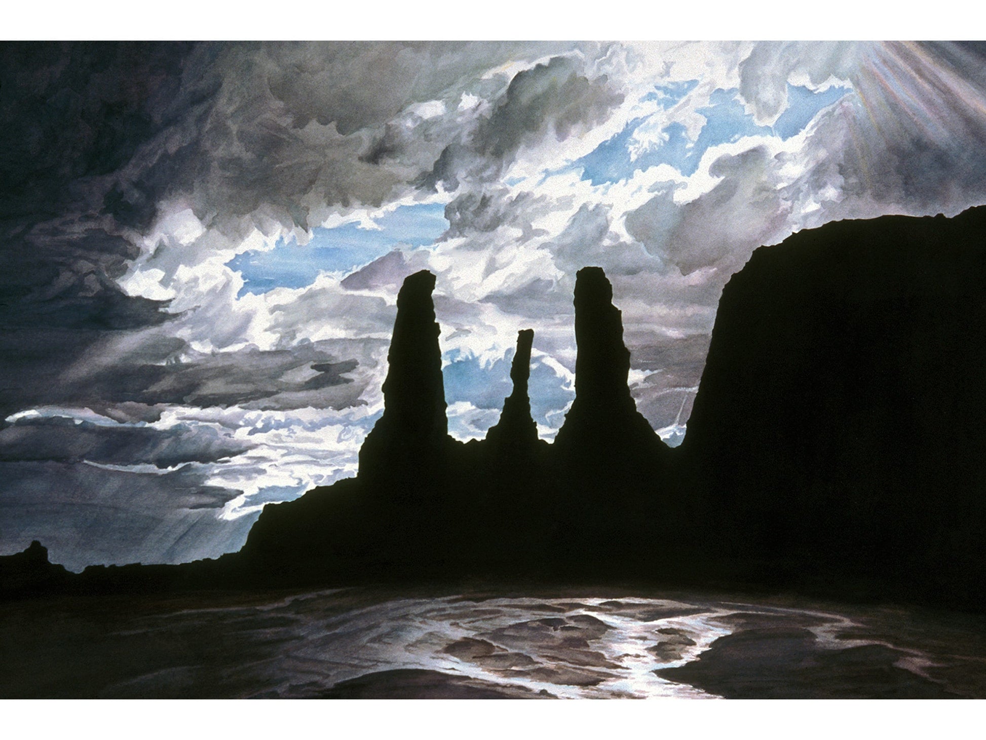 Close-up of Monument Valley watercolor fine art print by Laurie Humble