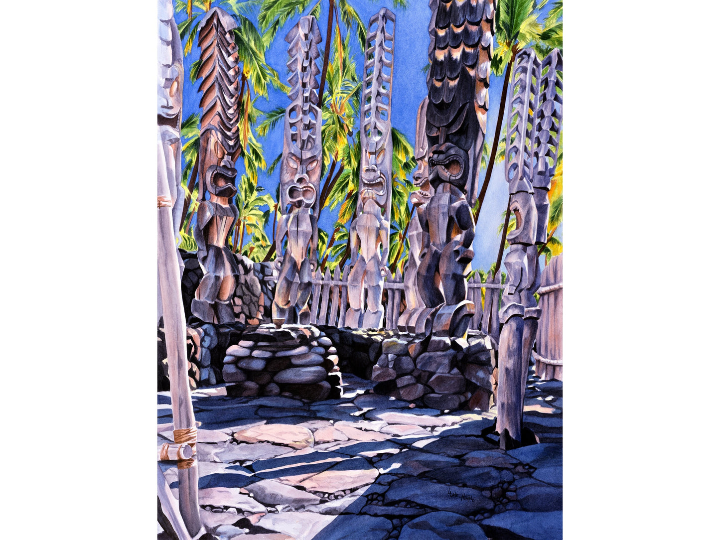 Tiki Decor, Polynesian Art, Oversized Framed Wall Art, Tiki, Above Bed Decor, Watercolor Painting, Canvas Print