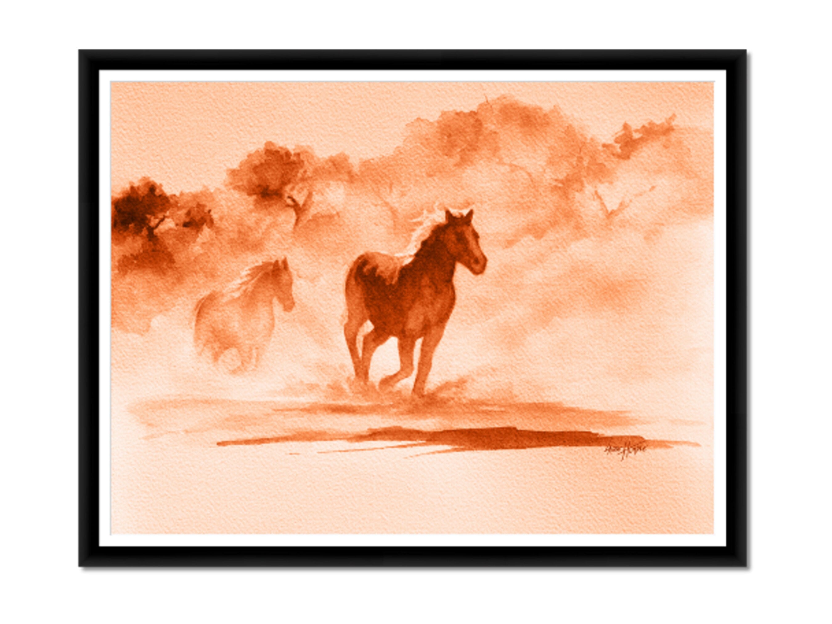 Two Horses Custom Painting (A4 size) popular / Watercolour Painting / Horse Lover / Horse Original Painting