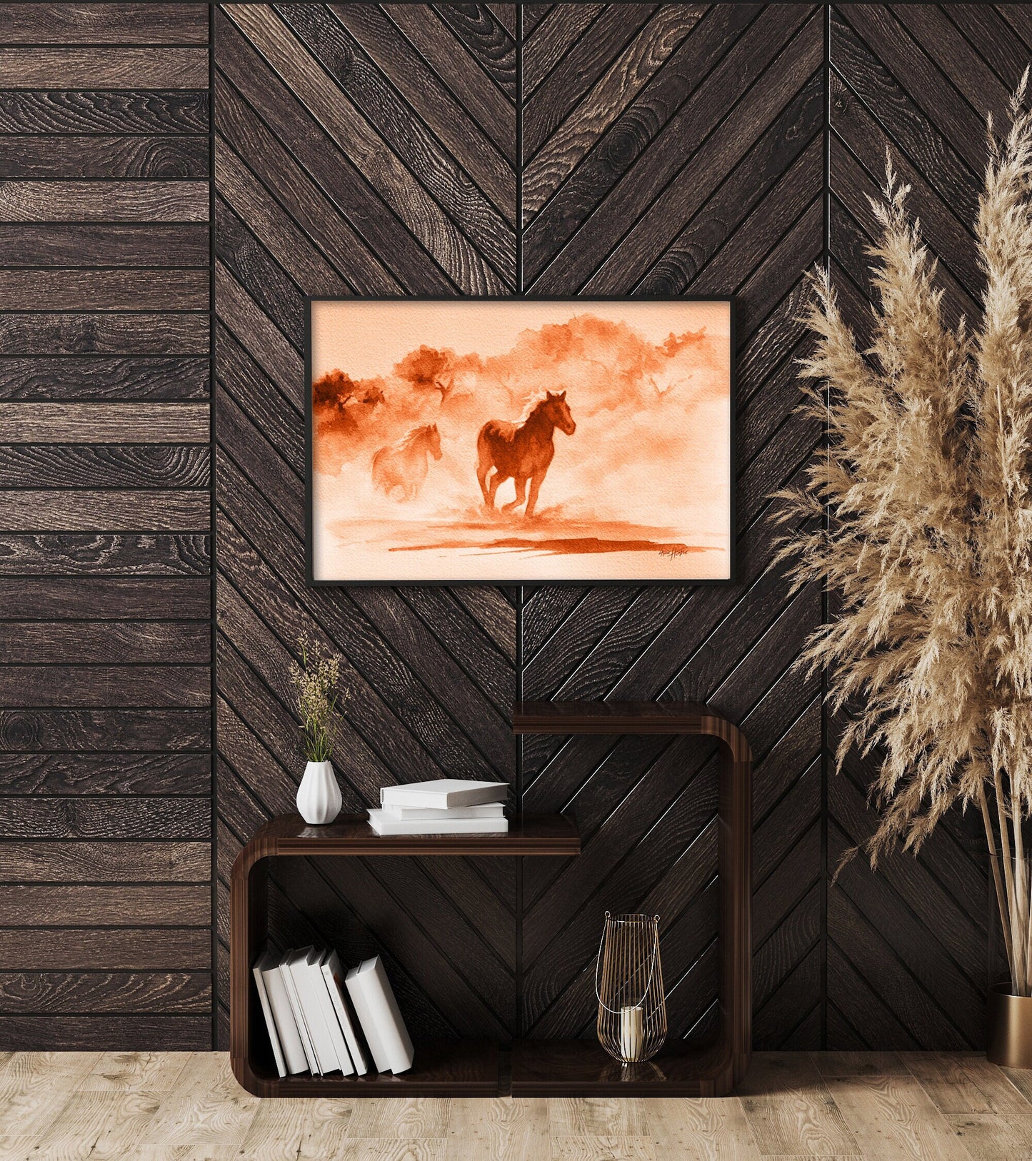 Horse Art, Large Wall Art, Above Bed Decor, Watercolor Horses, Western Decor, Canvas Print, Framed Wall Art