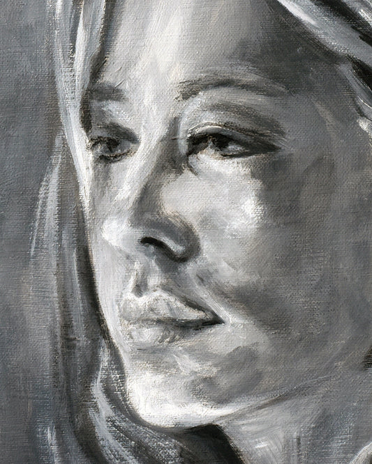 Hand Painted, Custom Oil Portrait in Black and White