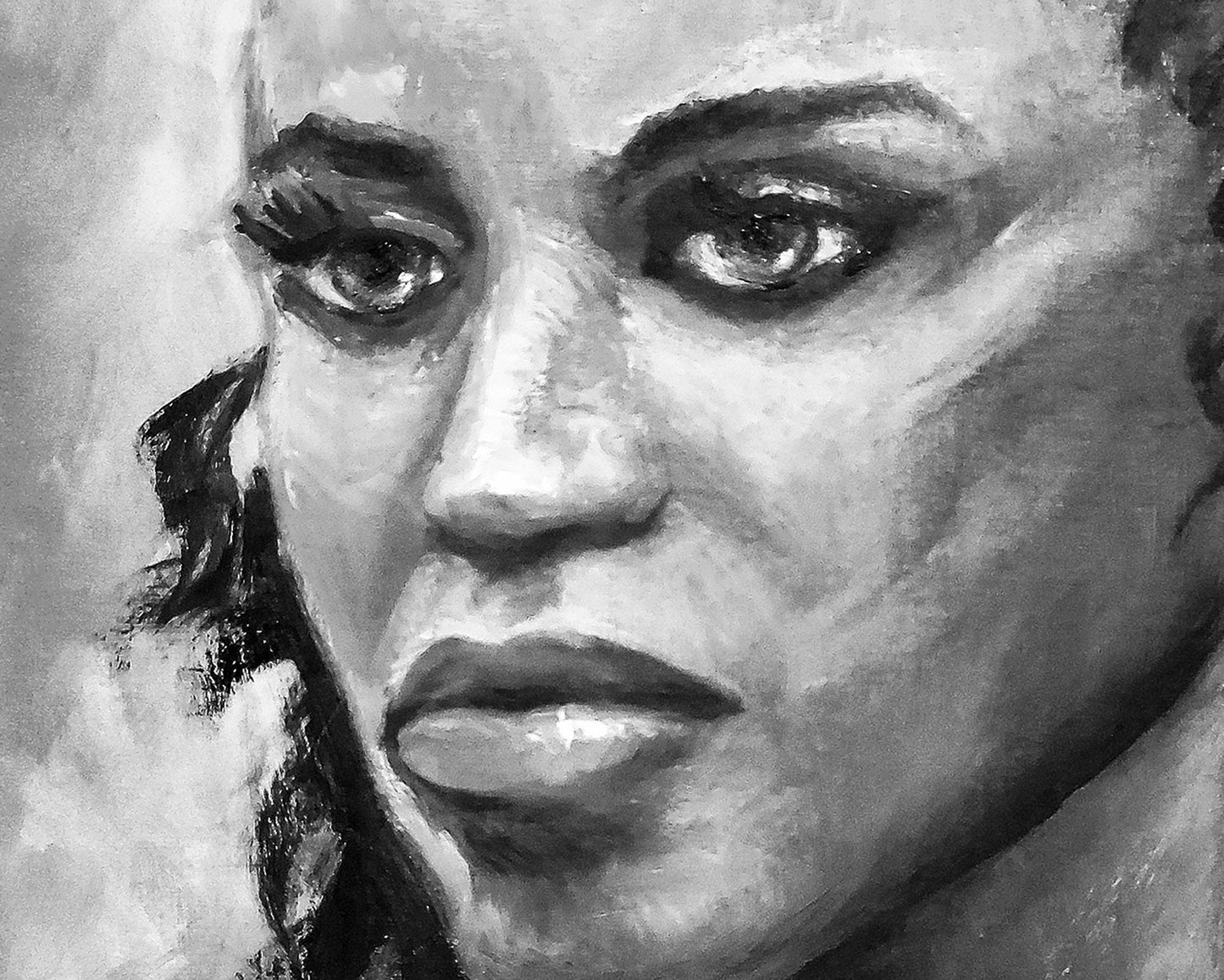 Hand Painted, Custom Oil Portrait in Black and White