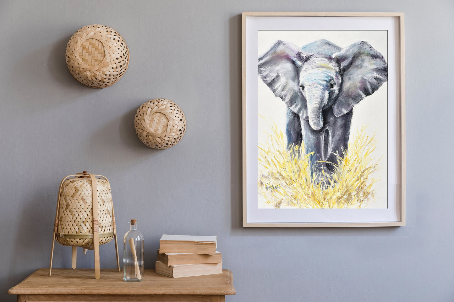 Kids Room Wall Art, Elephant Painting, Canvas Print, African Art, Large Wall Art, Safari Nursery Print, Oil Painting