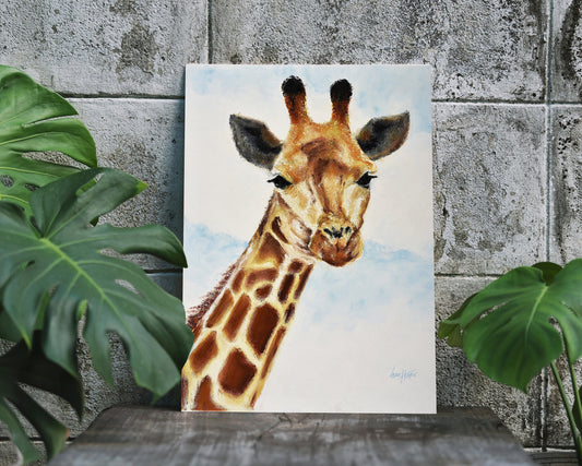 Large Wall Art, Giraffe Painting, Canvas Print, Safari Nursery Print, Kids Room Wall Art, Oil Painting
