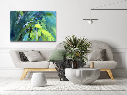 Impressionist Painting, Palm Tree Wall Art, Oversized Canvas Art, Watercolor Painting, Art Print