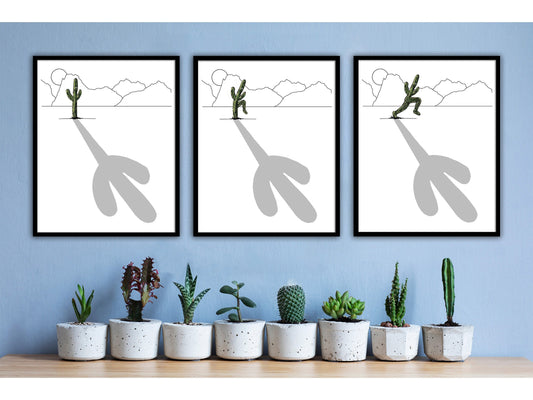 Minimalist Funny Cactus Print Set
