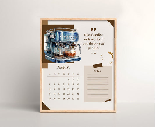Printable 2024 Espresso Calendar with Quotes